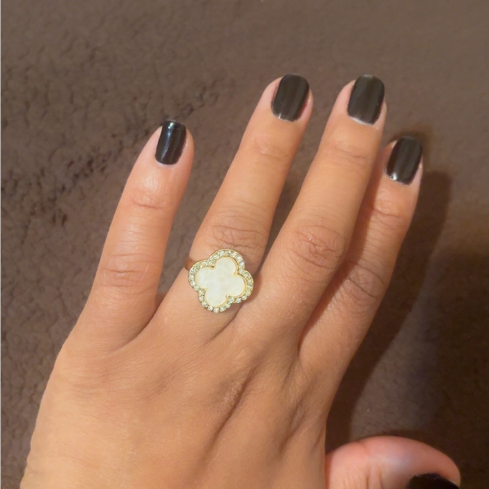 Gold and Cream Clover Ring